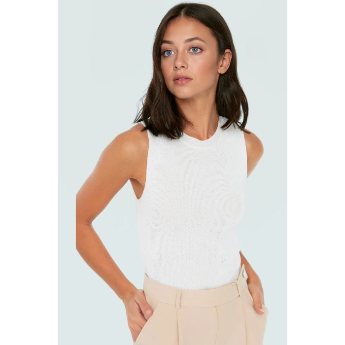 Triko Bluz Bisiklet Yaka Kolsuz Rahat Günlük Yazlık Modern Stil Seçkin Malzeme