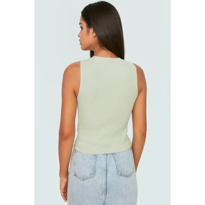 Triko Bluz Bisiklet Yaka Kolsuz Rahat Günlük Yazlık Modern Stil Seçkin Malzeme