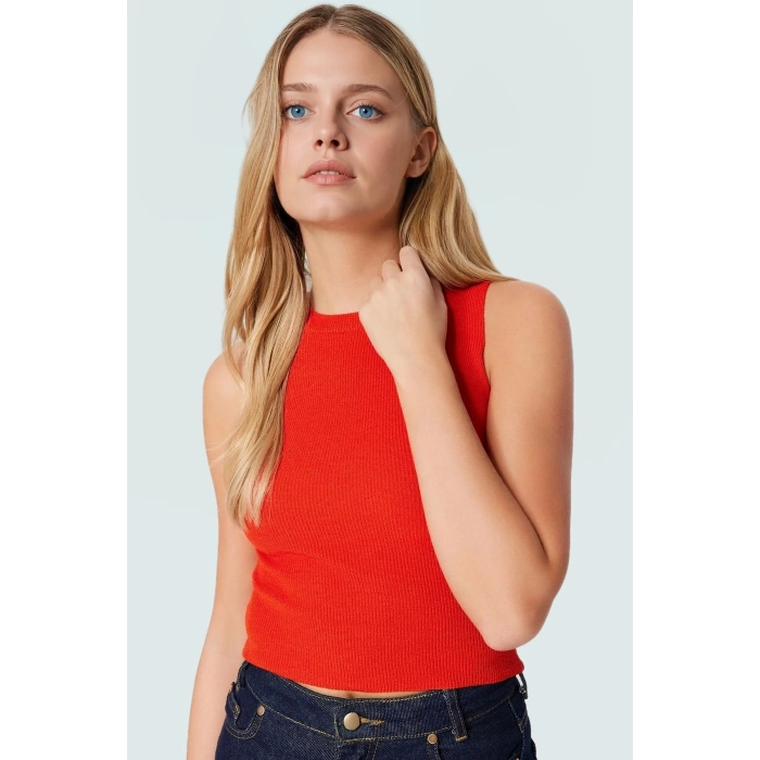 Triko Bluz Bisiklet Yaka Kolsuz Rahat Günlük Yazlık Modern Stil Seçkin Malzeme