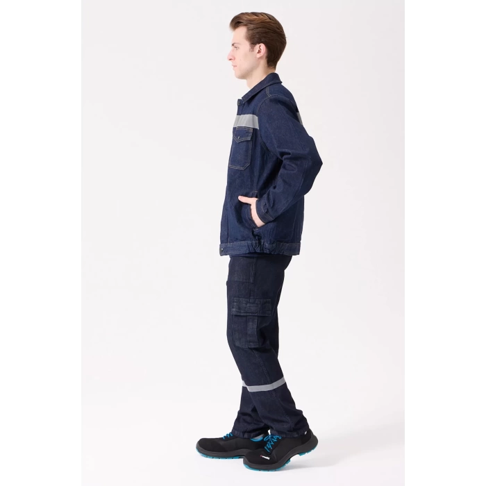 Tulipa Kot Mont Erkek İş Güvenliği Reflektörlü Dayanıklı Denim Ceket