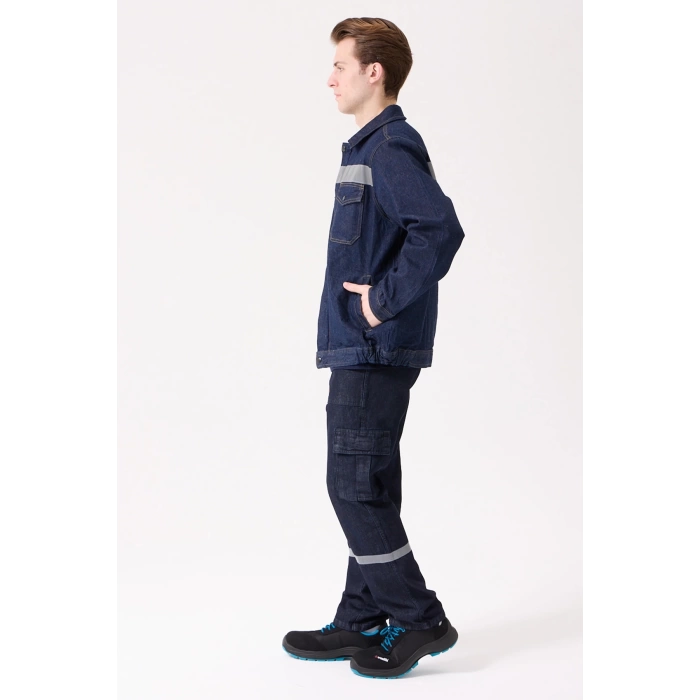Tulipa Kot Mont Erkek İş Güvenliği Reflektörlü Dayanıklı Denim Ceket