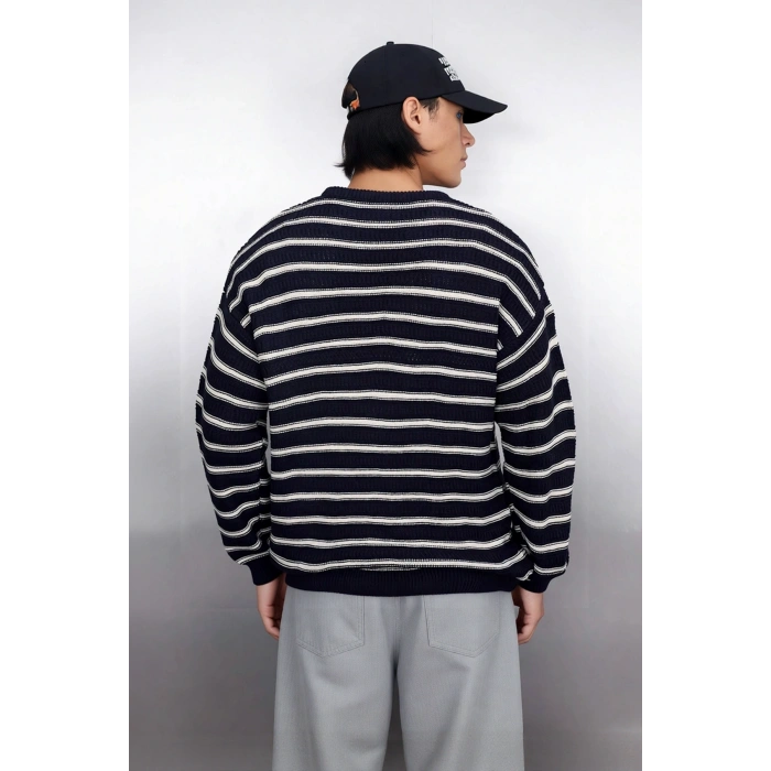 Unisex Basic Bisiklet Yaka Çizgili Triko Kazak Modern Ve Rahat Kış Kombinleri İçin İdeal Bir Parça