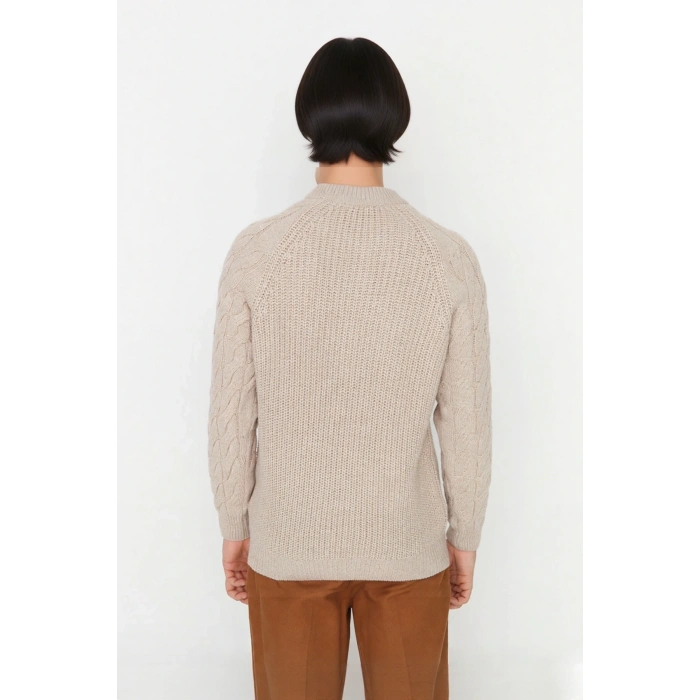 Unisex Basic Regular Kalıp Bisiklet Yaka Saç Örgü Desenli Kalın Triko Kazak Kışlık Şıklık Kaliteli