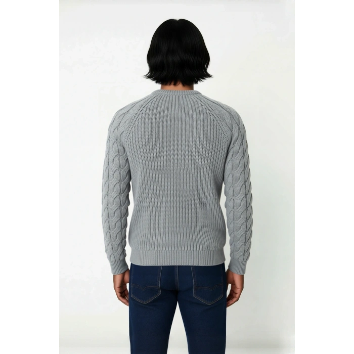 Unisex Basic Regular Kalıp Bisiklet Yaka Saç Örgü Desenli Kalın Triko Kazak Kışlık Şıklık Kaliteli