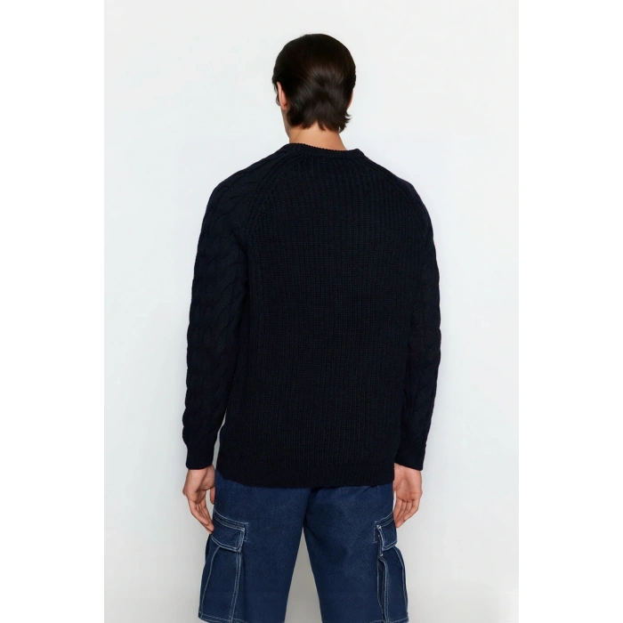 Unisex Casual Regular Fit Bisiklet Yaka Saç Örgü Desenli Kalın Triko Kazak Kış Kombinleri İçin İdeal