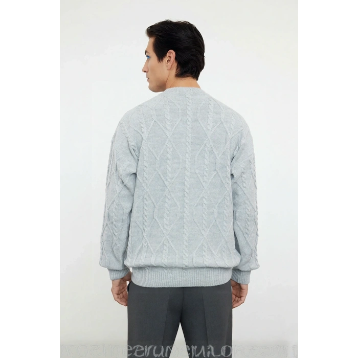 Unisex Geniş Kalıp Bisiklet Yaka Saç Örgülü Triko Kazak Kışlık Casual Stilinize Konfor Katar