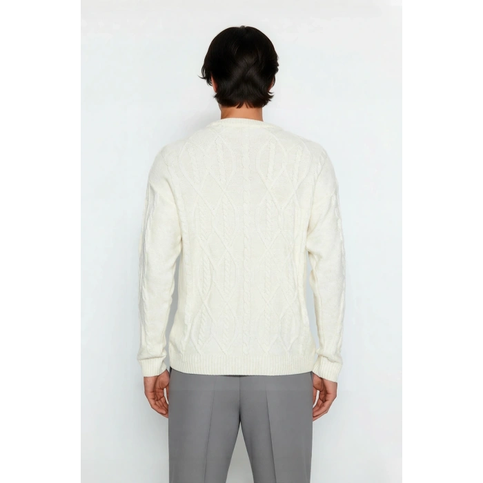 Unisex Geniş Kalıp Bisiklet Yaka Saç Örgülü Triko Kazak Kışlık Casual Stilinize Konfor Katar