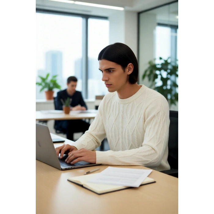 Unisex Oversize Fit Bisiklet Yaka Saç Örgü Uzun Kollu Ekstra Yumuşak Akrilik Karışımlı Triko Kazak