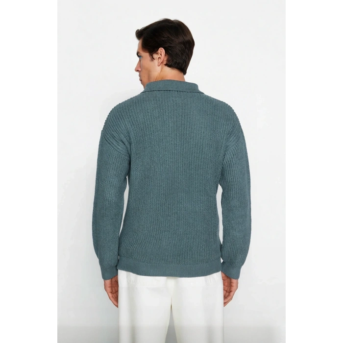 Unisex Oversize Fit Polo Yaka Basic Selanik Dokulu Triko Kazak Kışlık Kombinlerin Vazgeçilmezi