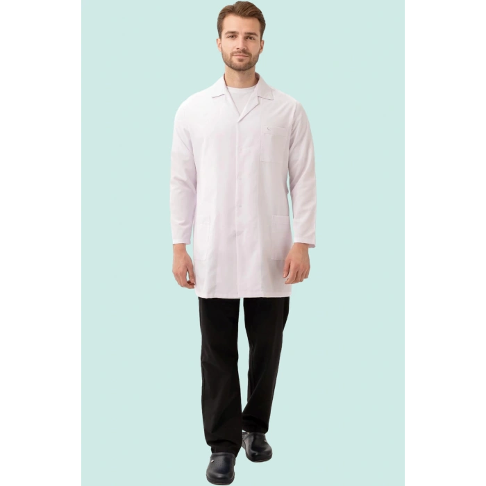 Uzun Kollu Erkek Laboratuvar Önluğu İş Güvenliği Hedera Önlük Renk Düğmeli Temiz Görünümlü