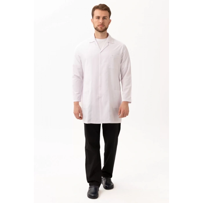 Uzun Kollu Erkek Laboratuvar Önluğu İş Güvenliği Hedera Önlük Renk Düğmeli Temiz Görünümlü