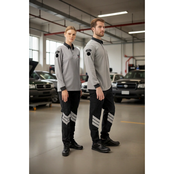 Uzun Kollu Polo Tişört İş Güvenliği Armalı Görünüm Konfor