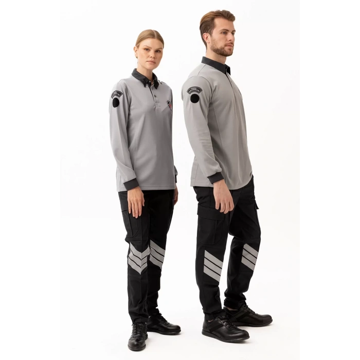 Uzun Kollu Polo Tişört İş Güvenliği Armalı Görünüm Konfor