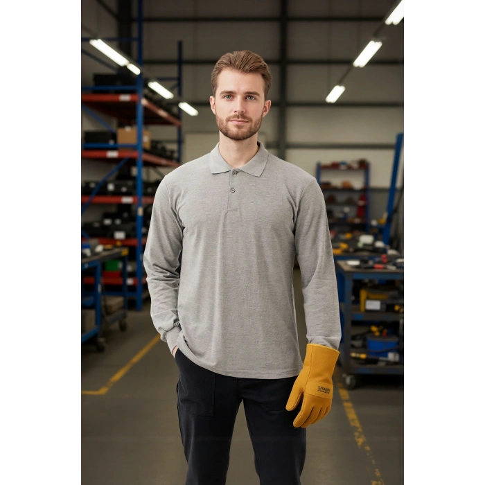 Uzun Kollu Polo Tişört Melanj İş Güvenliği Gaura shırt