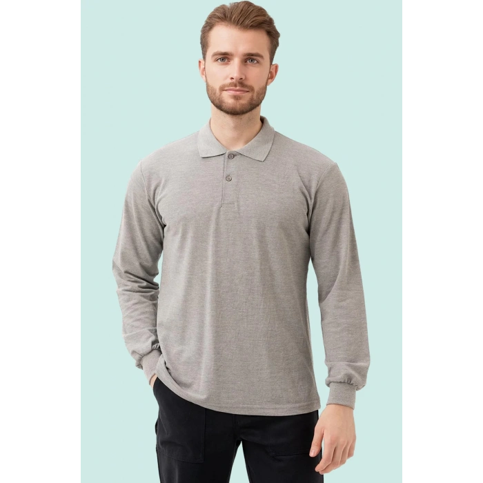 Uzun Kollu Polo Tişört Melanj İş Güvenliği Gaura shırt