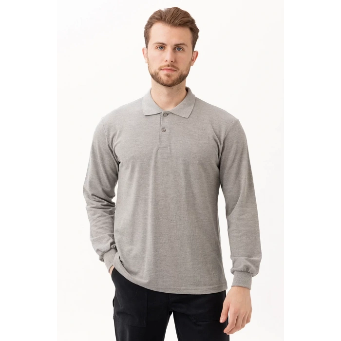 Uzun Kollu Polo Tişört Melanj İş Güvenliği Gaura shırt