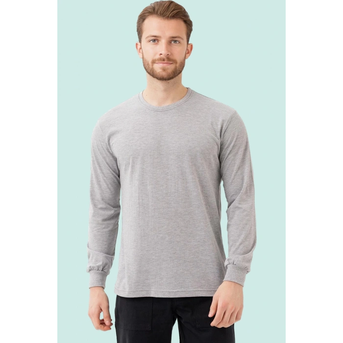 Uzun Kollu Tshirt 50 Pamuk Polyester Gaura Basic shirt Rahat Şık Tasarım Günlük Kombinler