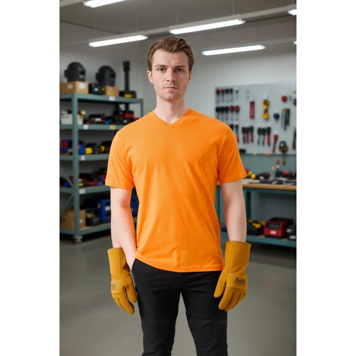 V Yaka 100 Pamuk Penye Tshirt Is Gvenligi Galanthus shirt Nefes Alabilir Rahat Şık Tasarım