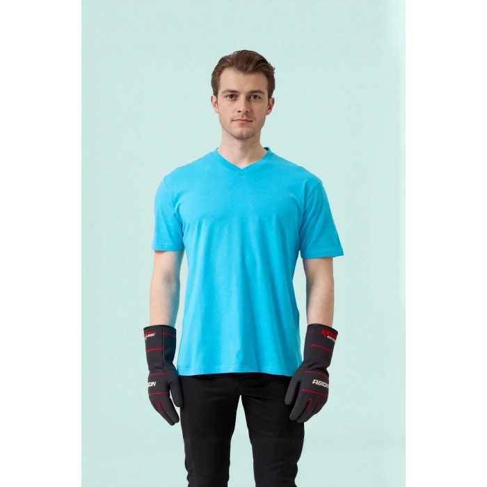 V Yaka 100 Pamuk Penye Tshirt Is Gvenligi Galanthus shirt Nefes Alabilir Rahat Şık Tasarım