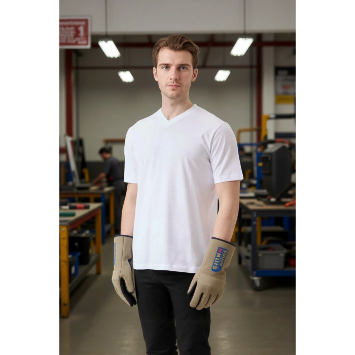 V Yaka 100 Pamuk Penye Tshirt Is Gvenligi Galanthus shirt Nefes Alabilir Rahat Şık Tasarım