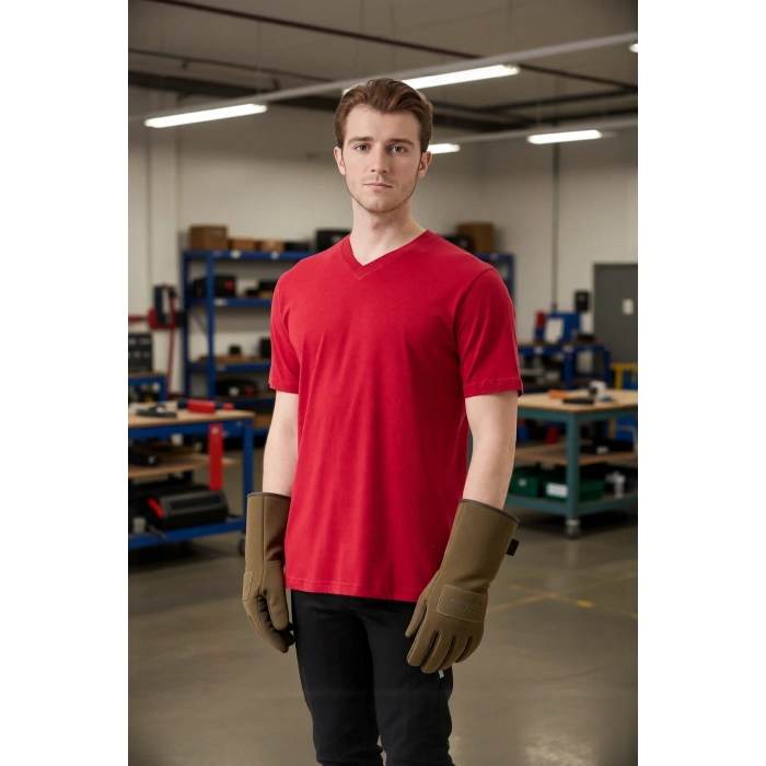 V Yaka 100 Pamuk Penye Tshirt Is Gvenligi Galanthus shirt Nefes Alabilir Rahat Şık Tasarım