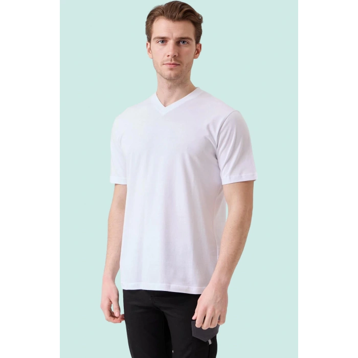 V Yaka 100 Pamuk Penye Tshirt Is Gvenligi Galanthus shirt Nefes Alabilir Rahat Şık Tasarım