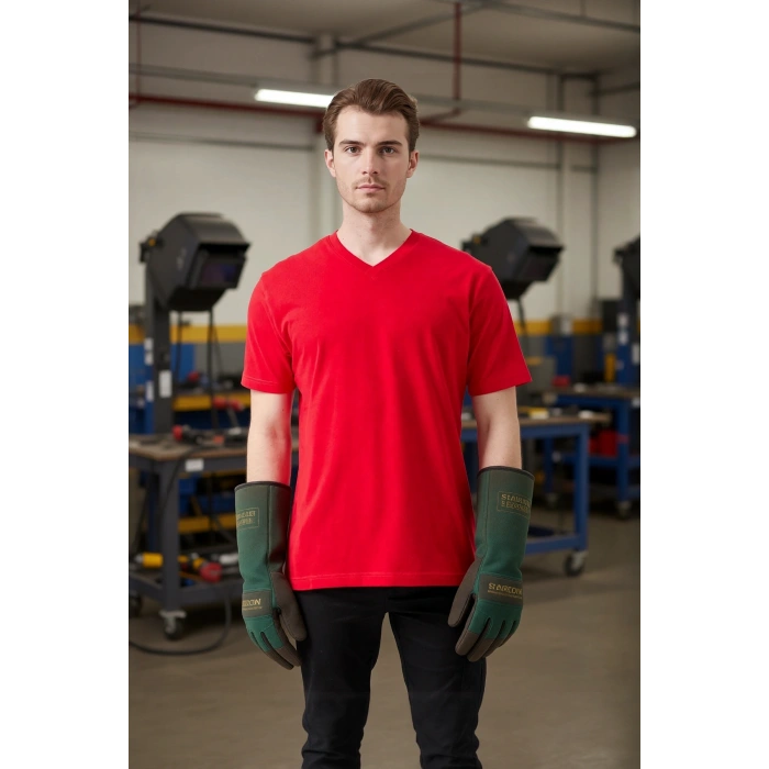 V Yaka 100 Pamuk Penye Tshirt Is Gvenligi Galanthus shirt Nefes Alabilir Rahat Şık Tasarım