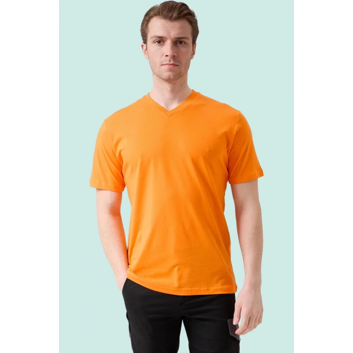 V Yaka 100 Pamuk Penye Tshirt Is Gvenligi Galanthus shirt Nefes Alabilir Rahat Şık Tasarım