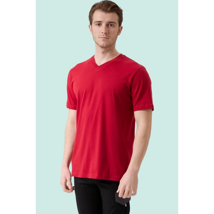 V Yaka 100 Pamuk Penye Tshirt Is Gvenligi Galanthus shirt Nefes Alabilir Rahat Şık Tasarım