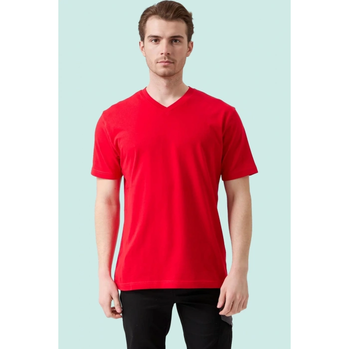 V Yaka 100 Pamuk Penye Tshirt Is Gvenligi Galanthus shirt Nefes Alabilir Rahat Şık Tasarım