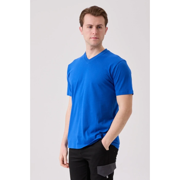 V Yaka 100 Pamuk Penye Tshirt Is Gvenligi Galanthus shirt Nefes Alabilir Rahat Şık Tasarım