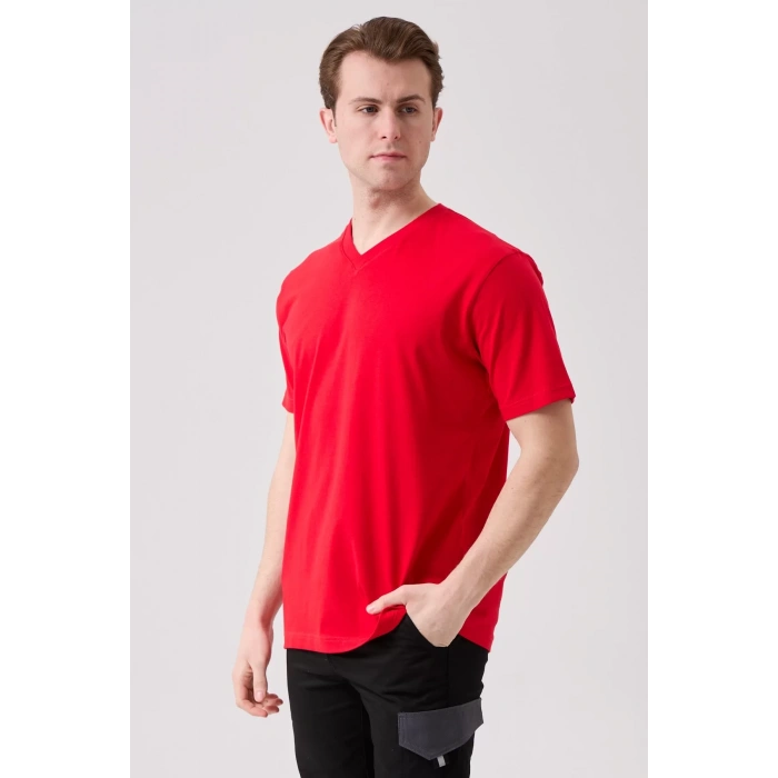 V Yaka 100 Pamuk Penye Tshirt Is Gvenligi Galanthus shirt Nefes Alabilir Rahat Şık Tasarım