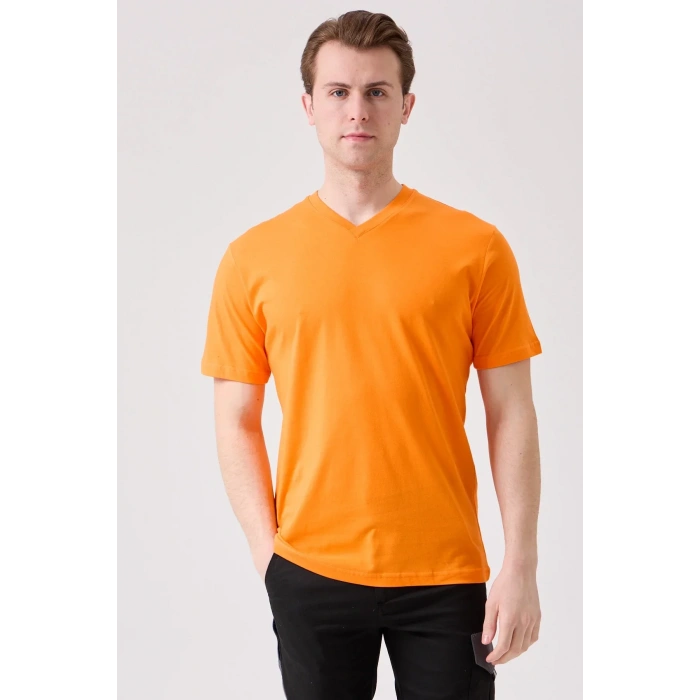 V Yaka 100 Pamuk Penye Tshirt Is Gvenligi Galanthus shirt Nefes Alabilir Rahat Şık Tasarım