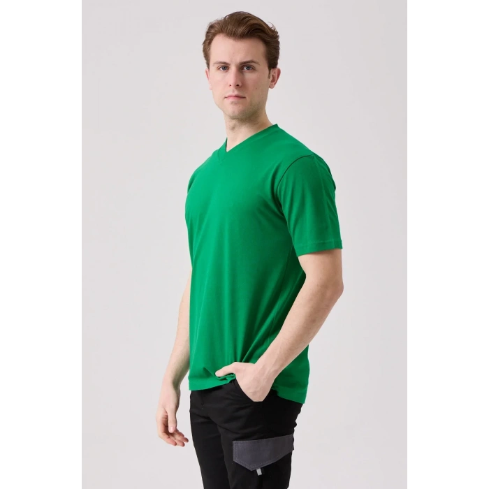 V Yaka 100 Pamuk Penye Tshirt Is Gvenligi Galanthus shirt Nefes Alabilir Rahat Şık Tasarım