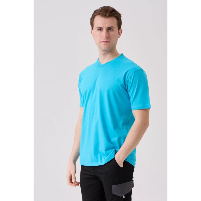 V Yaka 100 Pamuk Penye Tshirt Is Gvenligi Galanthus shirt Nefes Alabilir Rahat Şık Tasarım