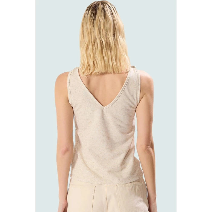 V Yaka Bluz Keten Kumaş Polyester Karışımı Yazlık Seçkin Malzeme Premium Kalite