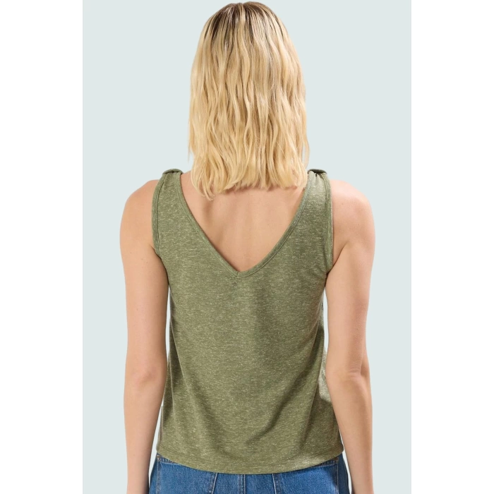 V Yaka Bluz Keten Kumaş Polyester Karışımı Yazlık Seçkin Malzeme Premium Kalite