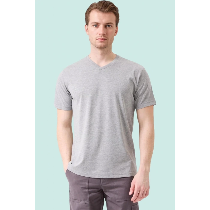 V Yaka Erkek Tişörtü 50 Pamuk Polyester Herba shirt Nefes Alabilir Rahat Şık Tasarım