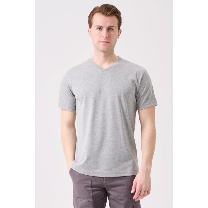 V Yaka Erkek Tişörtü 50 Pamuk Polyester Herba shirt Nefes Alabilir Rahat Şık Tasarım