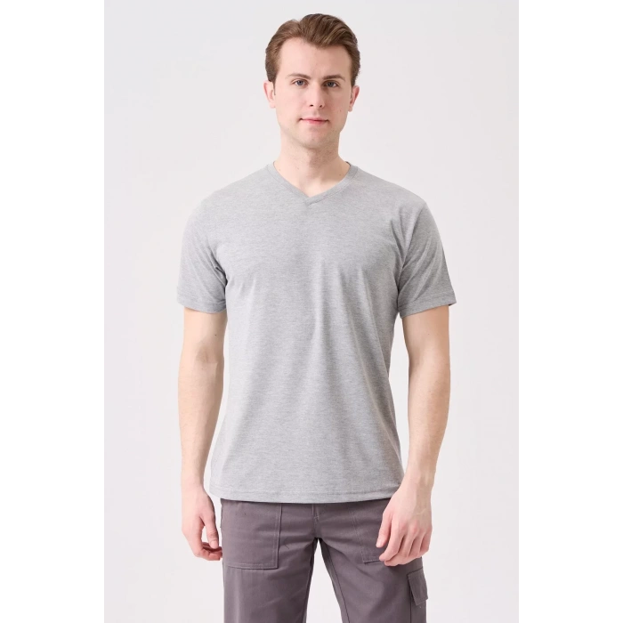 V Yaka Erkek Tişörtü 50 Pamuk Polyester Herba shirt Nefes Alabilir Rahat Şık Tasarım