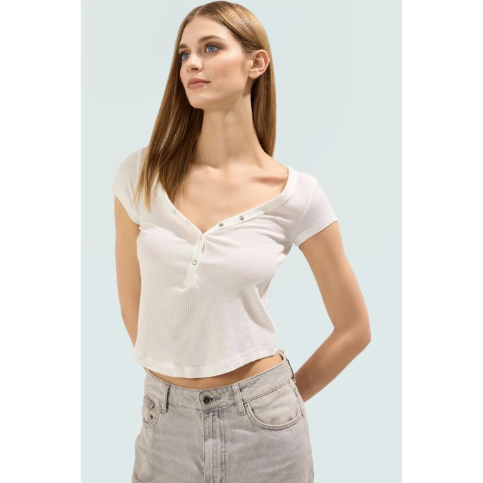 V Yaka Fitted Poliviskon Kaşkorse Bluz Günlük Stil Zarifane Tasarım Yüksek Kalite Trend