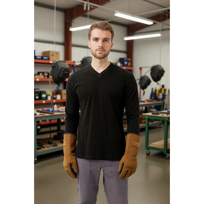 V Yaka Uzun Kollu Penye Tshirt Padus shirt Rahat Kesim Günlük İş Kullanımı İçin