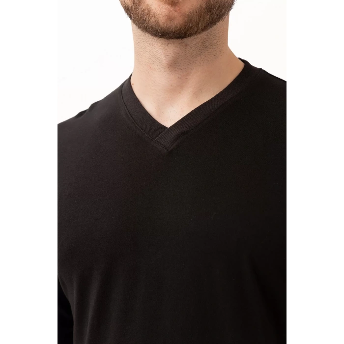 V Yaka Uzun Kollu Penye Tshirt Padus shirt Rahat Kesim Günlük İş Kullanımı İçin