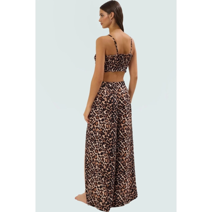 Viskoz Bluz Pantolon Takım Yüksek Bel İspanyol Paça Yazlık Rahat Modern Stil Konforlu Kesim