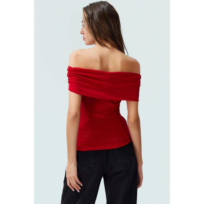 Vücuda Oturan Kısa Kollu Bluz Polyester Karışımlı Yazlık Konforlu Kesim