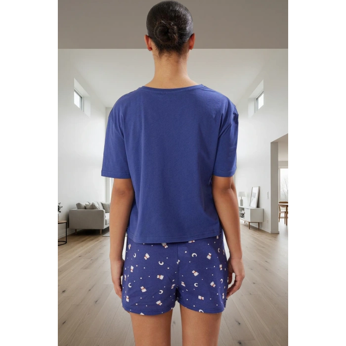 Yazlık %100 Pamuk Ayıcık Desenli Rahat Pijama Takımı Dayanıklı Malzeme Mükemmel Uyum Özel Tasarım