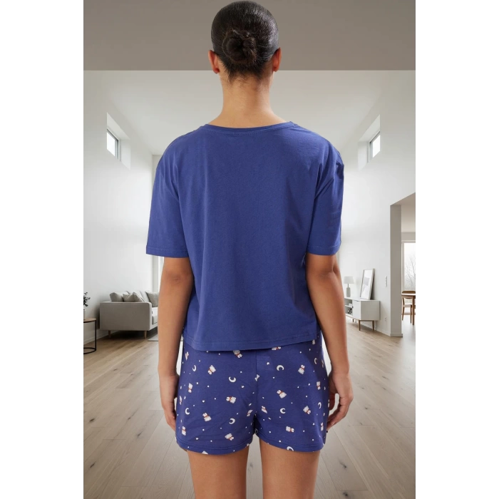 Yazlık %100 Pamuk Ayıcık Desenli Rahat Pijama Takımı Dayanıklı Malzeme Mükemmel Uyum Özel Tasarım