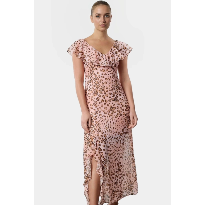 Yazlık A Line Maxi Elbise %Polyester Şifon Kumaş Çiçek Desen Profesyonel Görünüm