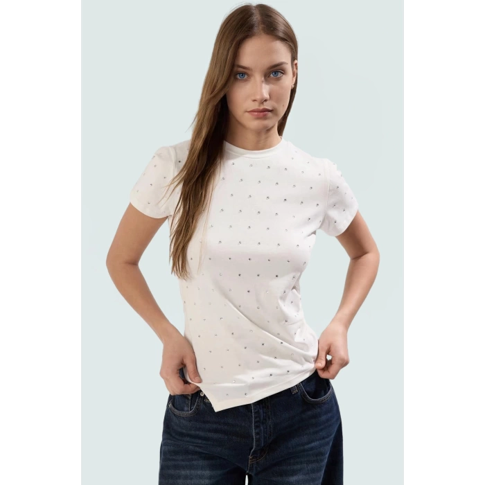 Yazlık Asimetrik Fitted Pamuklu T shirt Günlük Stil Profesyonel Görünüm Uzun Ömürlü