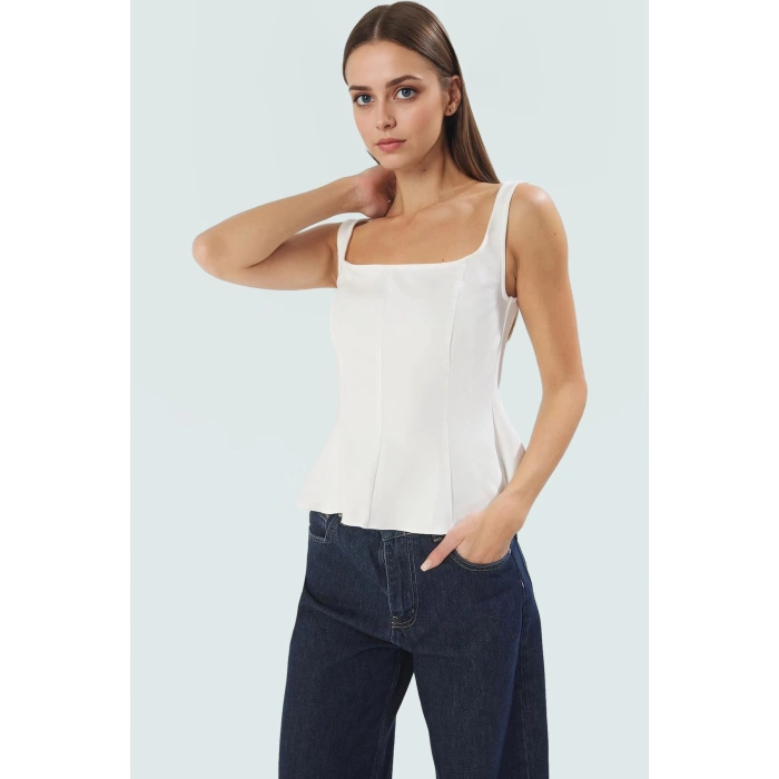 Yazlık Basic Peplum Bluz Regular Kalıp Finike Dokuma Uzun Ömürlü Şık Görünüm